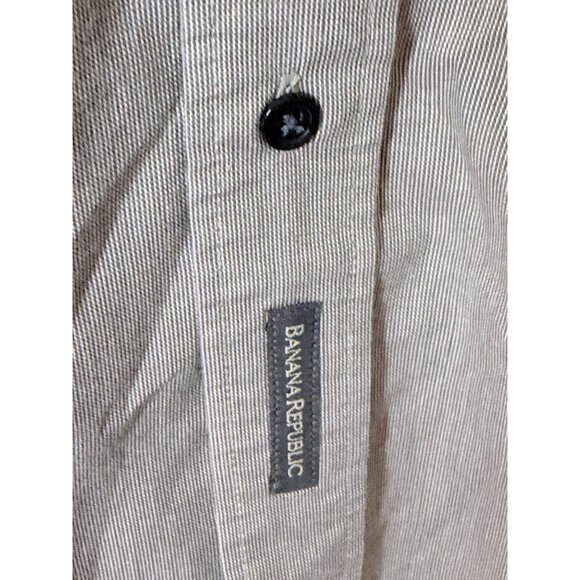 Banana Republic Button-Up Dress Shirt Mens L Gray Two-Ply Cotton Long Sleeve - Picture 5 of 11